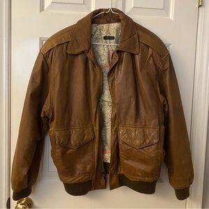 Vintage 80s World Map Lined Bomber Leather Zip Up Flight Jacket